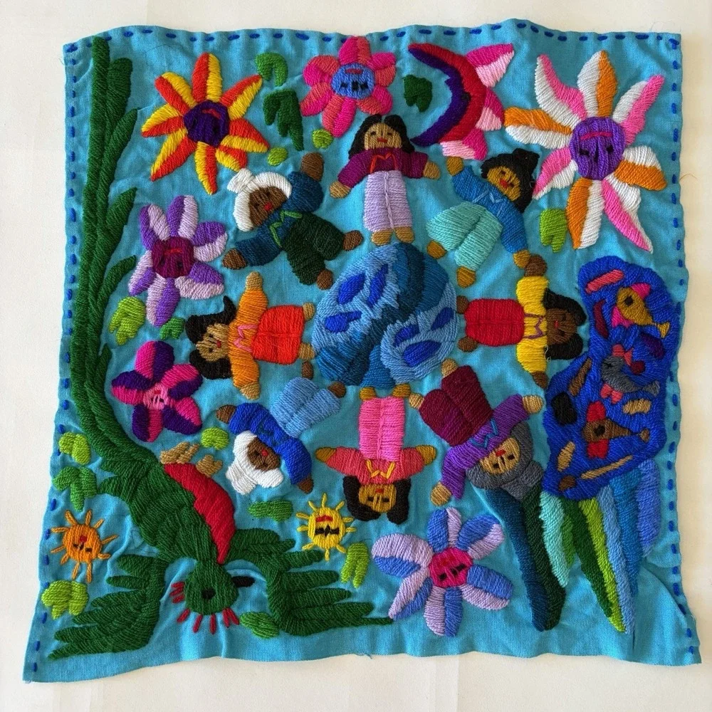 Authentic Guatemalan Embroidered Pillow Huipil 15" Square for Pillow, Craft - Picture 8 of 8